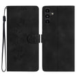 For Samsung Galaxy S25 5G Flower Butterfly Embossing Pattern Leather Phone Case(Black) - free shipping - PMC Jewellery - Order now!