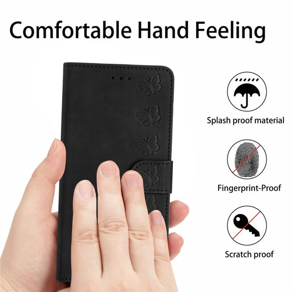 For Samsung Galaxy S25 5G Flower Butterfly Embossing Pattern Leather Phone Case(Black)