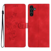 For Samsung Galaxy S25+ 5G Flower Butterfly Embossing Pattern Leather Phone Case(Red)
