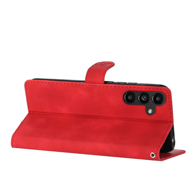 For Samsung Galaxy S25+ 5G Flower Butterfly Embossing Pattern Leather Phone Case(Red) - free shipping - PMC Jewellery - Order now!