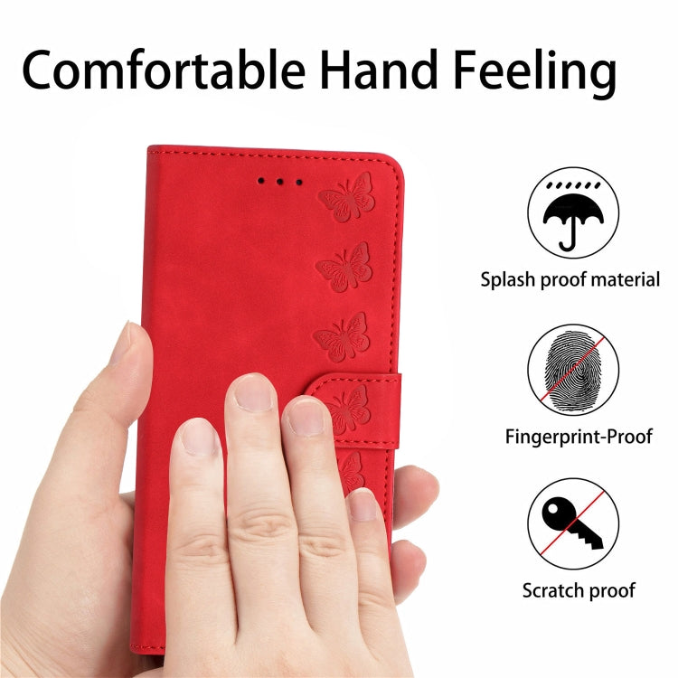 For Samsung Galaxy S25+ 5G Flower Butterfly Embossing Pattern Leather Phone Case(Red)