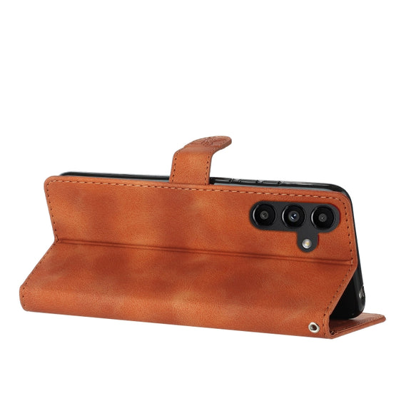 For Samsung Galaxy S25+ 5G Flower Butterfly Embossing Pattern Leather Phone Case(Brown)