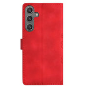 For Samsung Galaxy S25 5G Cherry Blossom Butterfly Skin Feel Embossed PU Phone Case(Red)