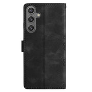 For Samsung Galaxy S25 5G Cherry Blossom Butterfly Skin Feel Embossed PU Phone Case(Black)