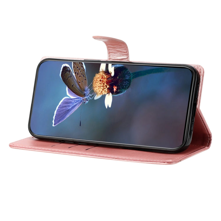 For Samsung Galaxy S25 5G Cherry Blossom Butterfly Skin Feel Embossed PU Phone Case(Rose Gold) - Galaxy S25 5G Cases by PMC TechLife | Online Shopping South Africa | PMC TechLife | Buy Now Pay Later Mobicred