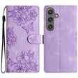 For Samsung Galaxy S25+ 5G Cherry Blossom Butterfly Skin Feel Embossed PU Phone Case(Purple) - Galaxy S25+ 5G Cases by PMC Jewellery | Online Shopping South Africa | PMC Jewellery | Buy Now Pay Later Mobicred