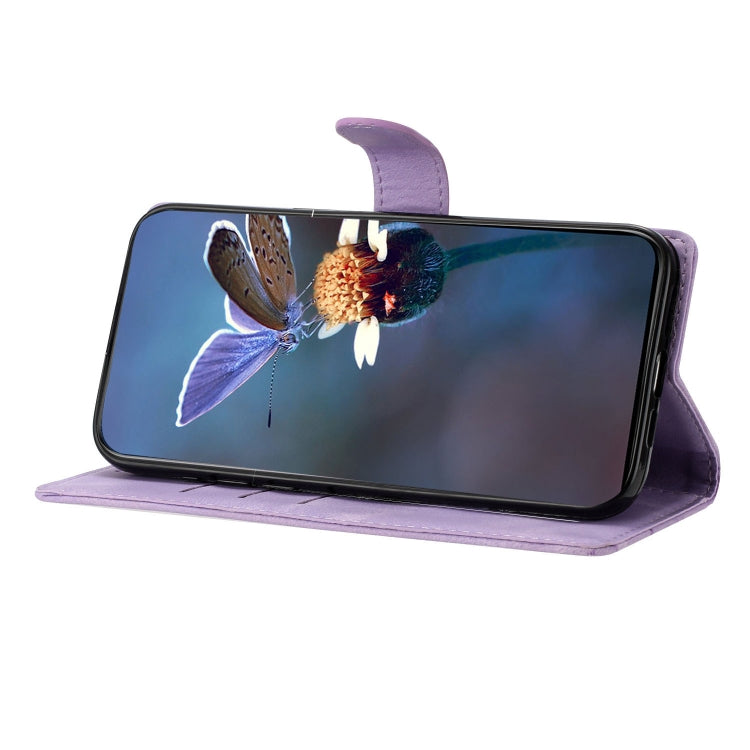 For Samsung Galaxy S25+ 5G Cherry Blossom Butterfly Skin Feel Embossed PU Phone Case(Purple) - Galaxy S25+ 5G Cases by PMC Jewellery | Online Shopping South Africa | PMC Jewellery | Buy Now Pay Later Mobicred