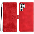 For Samsung Galaxy S25 Ultra 5G Cherry Blossom Butterfly Skin Feel Embossed PU Phone Case(Red) - Galaxy S25 Ultra 5G Cases by PMC TechLife | Online Shopping South Africa | PMC TechLife | Buy Now Pay Later Mobicred