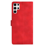 For Samsung Galaxy S25 Ultra 5G Cherry Blossom Butterfly Skin Feel Embossed PU Phone Case(Red)