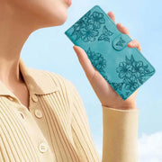 For Samsung Galaxy S25 Ultra 5G Cherry Blossom Butterfly Skin Feel Embossed PU Phone Case(Green)