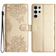 For Samsung Galaxy S25 Ultra 5G Cherry Blossom Butterfly Skin Feel Embossed PU Phone Case(Gold) - Galaxy S25 Ultra 5G Cases by PMC TechLife | Online Shopping South Africa | PMC TechLife | Buy Now Pay Later Mobicred