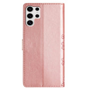 For Samsung Galaxy S25 Ultra 5G Cherry Blossom Butterfly Skin Feel Embossed PU Phone Case(Rose Gold)