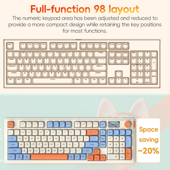 LANGTU L98 Wireless RGB Tri-mode Mechanical Gaming Keyboard(Blue)