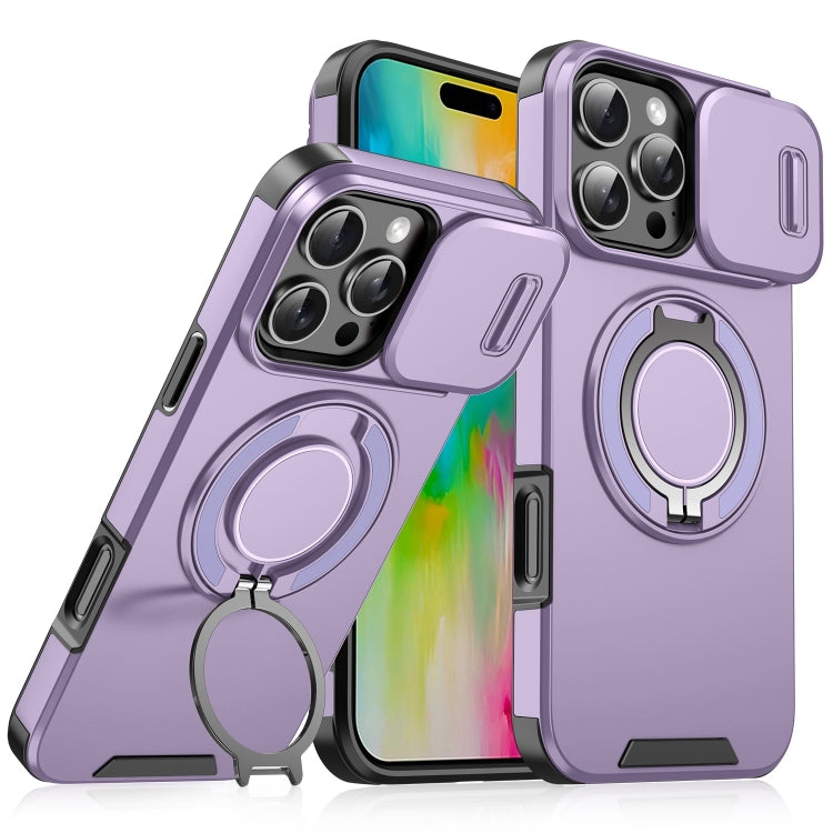 For iPhone 16 Pro Sliding Camshield Ring Holder Phone Case(Purple) - iPhone 16 Pro Cases by PMC TechLife | Online Shopping South Africa | PMC TechLife | Buy Now Pay Later Mobicred