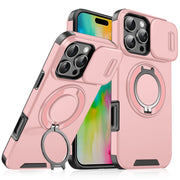 For iPhone 16 Pro Sliding Camshield Ring Holder Phone Case(Pink)