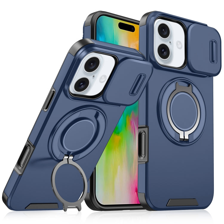 For iPhone 16 Plus Sliding Camshield Ring Holder Phone Case(Blue) - iPhone 16 Plus Cases by PMC TechLife | Online Shopping South Africa | PMC TechLife | Buy Now Pay Later Mobicred