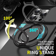 For iPhone 16 Plus Sliding Camshield Ring Holder Phone Case(Black)