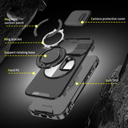 For iPhone 16 Plus Sliding Camshield Ring Holder Phone Case(Orange)