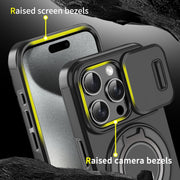 For iPhone 16 Plus Sliding Camshield Ring Holder Phone Case(Orange)
