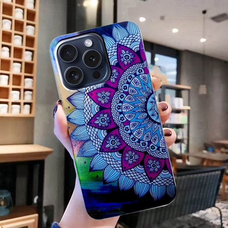 For iPhone 16 Pro Max Colored Drawing Pattern TPU Phone Case(Half-flower) - iPhone 16 Pro Max Cases by PMC TechLife | Online Shopping South Africa | PMC TechLife | Buy Now Pay Later Mobicred
