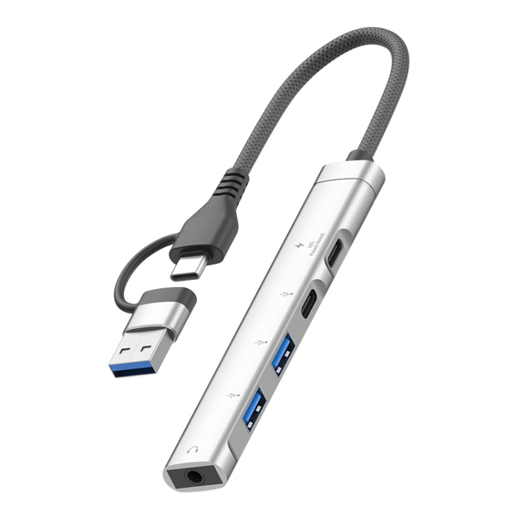 5 in 2 Multi-function HUB Adapter, Interface:USB-C / Type-C + USB-A(Silver) - USB HUB by PMC Jewellery | Online Shopping South Africa | PMC Jewellery | Buy Now Pay Later Mobicred