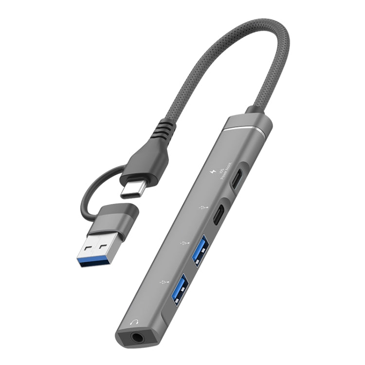 5 in 2 Multi-function HUB Adapter, Interface:USB-C / Type-C + USB-A(Grey) - USB HUB by PMC Jewellery | Online Shopping South Africa | PMC Jewellery | Buy Now Pay Later Mobicred