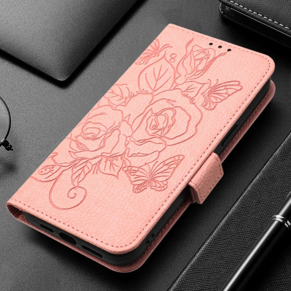 For Redmi K70 Ultra 5G Global Embossed Rose RFID Anti-theft Leather Phone Case(Pink)