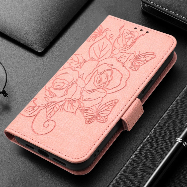 For Redmi K70 Ultra 5G Global Embossed Rose RFID Anti-theft Leather Phone Case(Pink)