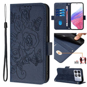 For Redmi K70 Ultra 5G Global Embossed Rose RFID Anti-theft Leather Phone Case(Dark Blue)