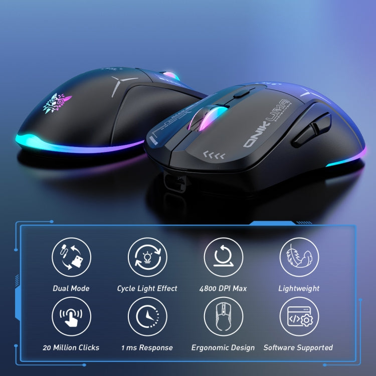 ONIKUMA CW917 RGB 4800DPI Dual Mode Wired + 2.4GHz Wireless Mouse(Black) - free shipping - PMC Jewellery - Order now!