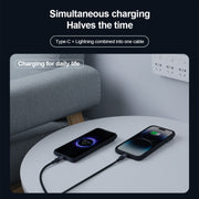 NILLKIN PD3.0 100W/27W USB-C / Type-C to USB-C / Type-C + 8 Pin Dual Power Fast Charging Data Cable, Length: 1.5m