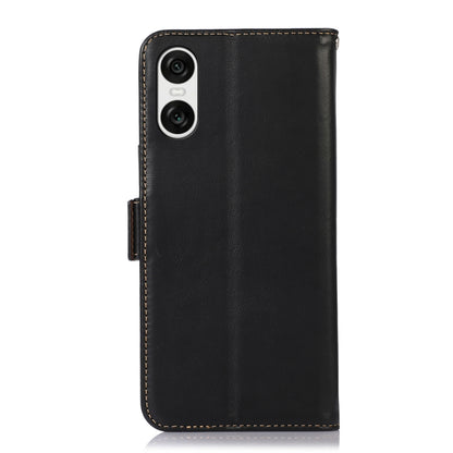 For Sony Xperia 10 VI Magnetic Crazy Horse Texture Genuine Leather RFID Phone Case(Black) - Sony Cases by PMC Jewellery | Online Shopping South Africa | PMC Jewellery | Buy Now Pay Later Mobicred