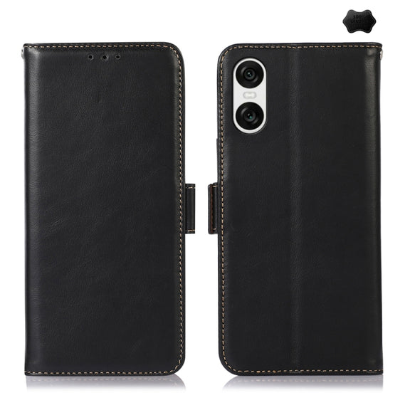 For Sony Xperia 10 VI Magnetic Crazy Horse Texture Genuine Leather RFID Phone Case(Black)