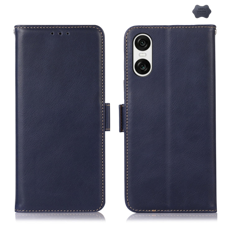 For Sony Xperia 10 VI Magnetic Crazy Horse Texture Genuine Leather RFID Phone Case(Blue) - Sony Cases by PMC Jewellery | Online Shopping South Africa | PMC Jewellery | Buy Now Pay Later Mobicred