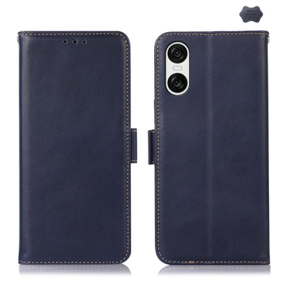 For Sony Xperia 10 VI Magnetic Crazy Horse Texture Genuine Leather RFID Phone Case(Blue) - Sony Cases by PMC Jewellery | Online Shopping South Africa | PMC Jewellery | Buy Now Pay Later Mobicred