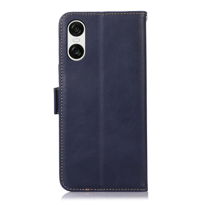 For Sony Xperia 10 VI Magnetic Crazy Horse Texture Genuine Leather RFID Phone Case(Blue) - Sony Cases by PMC Jewellery | Online Shopping South Africa | PMC Jewellery | Buy Now Pay Later Mobicred