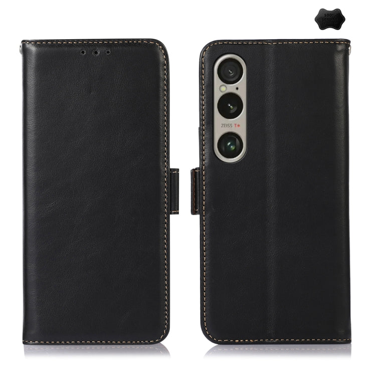 For Sony Xperia 1 VI Magnetic Crazy Horse Texture Genuine Leather RFID Phone Case(Black) - Sony Cases by PMC Jewellery | Online Shopping South Africa | PMC Jewellery | Buy Now Pay Later Mobicred