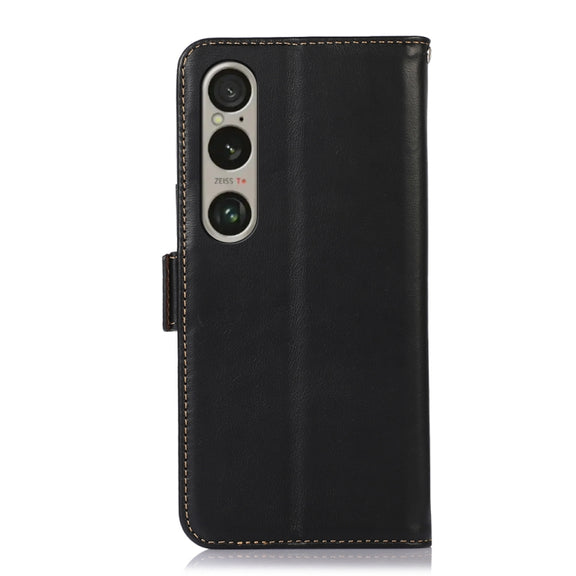For Sony Xperia 1 VI Magnetic Crazy Horse Texture Genuine Leather RFID Phone Case(Black)