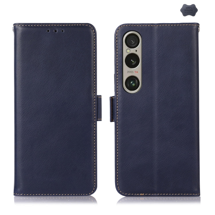 For Sony Xperia 1 VI Magnetic Crazy Horse Texture Genuine Leather RFID Phone Case(Blue) - Sony Cases by PMC Jewellery | Online Shopping South Africa | PMC Jewellery | Buy Now Pay Later Mobicred
