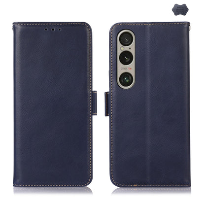 For Sony Xperia 1 VI Magnetic Crazy Horse Texture Genuine Leather RFID Phone Case(Blue) - Sony Cases by PMC Jewellery | Online Shopping South Africa | PMC Jewellery | Buy Now Pay Later Mobicred
