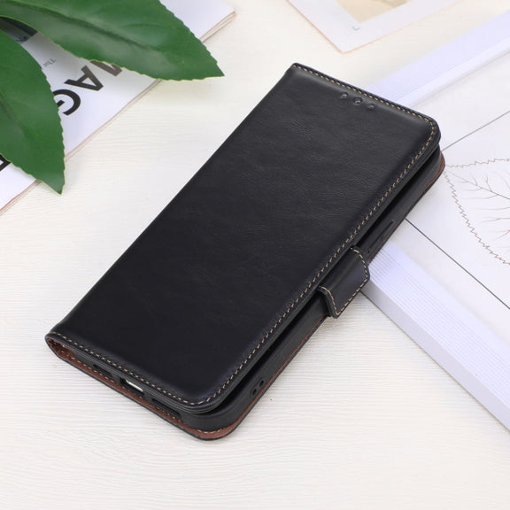 For Sony Xperia 5 VI Magnetic Crazy Horse Texture Genuine Leather RFID Phone Case(Black)