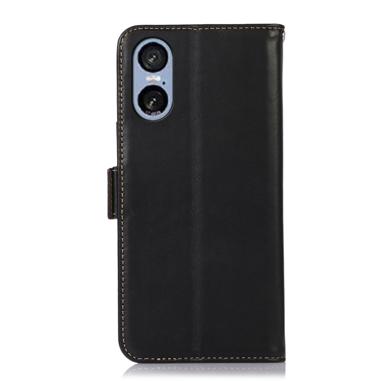 For Sony Xperia 5 VI Magnetic Crazy Horse Texture Genuine Leather RFID Phone Case(Black)