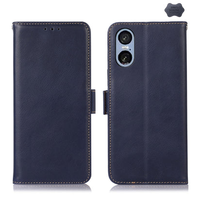 For Sony Xperia 5 VI Magnetic Crazy Horse Texture Genuine Leather RFID Phone Case(Blue) - Sony Cases by PMC Jewellery | Online Shopping South Africa | PMC Jewellery | Buy Now Pay Later Mobicred