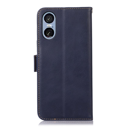 For Sony Xperia 5 VI Magnetic Crazy Horse Texture Genuine Leather RFID Phone Case(Blue) - Sony Cases by PMC Jewellery | Online Shopping South Africa | PMC Jewellery | Buy Now Pay Later Mobicred