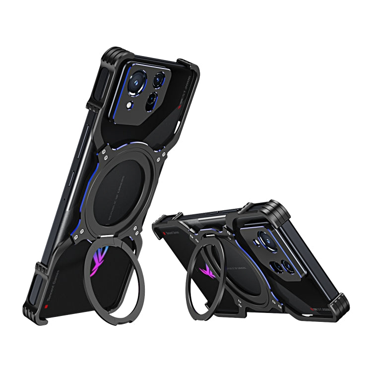For Asus ROG Phone 8 / 8 Pro Mechanical Arm Borderless MagSafe Holder Metal Phone Case(Black Blue) - free shipping - PMC TechLife - Order now!