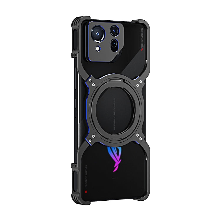 For Asus ROG Phone 8 / 8 Pro Mechanical Arm Borderless MagSafe Holder Metal Phone Case(Black Blue)