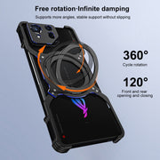 For Asus ROG Phone 8 / 8 Pro Mechanical Arm Borderless MagSafe Holder Metal Phone Case(Black Blue)