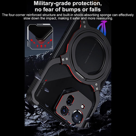 For Asus ROG Phone 8 / 8 Pro Mechanical Arm Borderless MagSafe Holder Metal Phone Case(Black Purple)