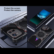 For Asus ROG Phone 8 / 8 Pro Mechanical Arm Borderless MagSafe Holder Metal Phone Case(Black Blue)