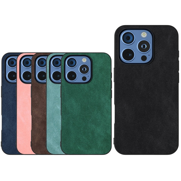 For iPhone 16 Pro Max Black Frame PU Leather Full Coverage Phone Case(Pink)
